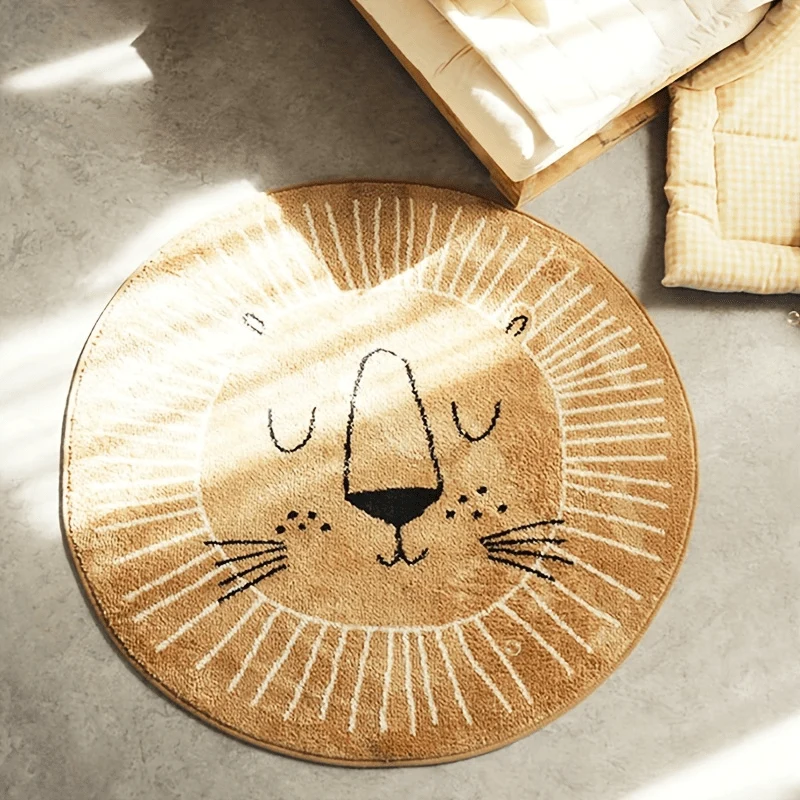 Schattig Dieren Vloerkleed – Fluffy Zacht Ronde Mat, Antislip Pluche Tapijt voor Kinderkamer en Woonkamer - Image 4