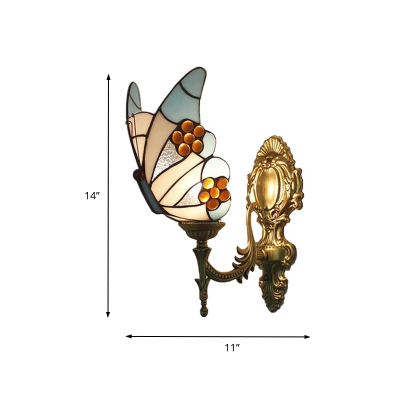 Blue Butterfly Wall Sconce - Tiffany Stijl Gebrandschilderd Glas Wandlamp voor Keuken - Image 3