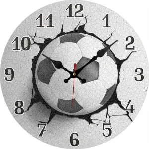 Stille Houten Voetbal Wandklok - Sportthema voor Woonkamer, Kantoor & Gym