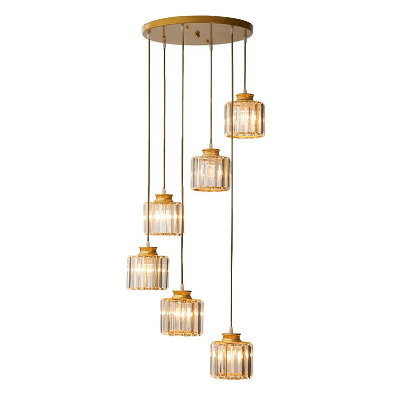 Drum Aluminium Hanglamp Eiland Modern Eenvoudig 3/5-lichts Zwart/Goud Plafondlamp in Warm/Wit Licht - Image 9