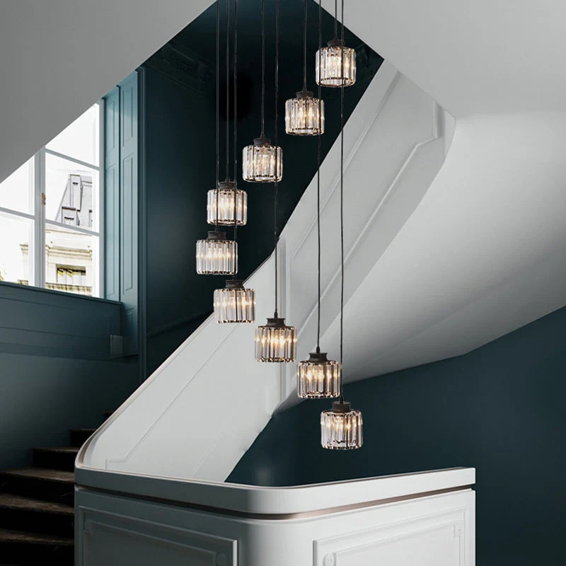 Drum Aluminium Hanglamp Eiland Modern Eenvoudig 3/5-lichts Zwart/Goud Plafondlamp in Warm/Wit Licht - Image 5