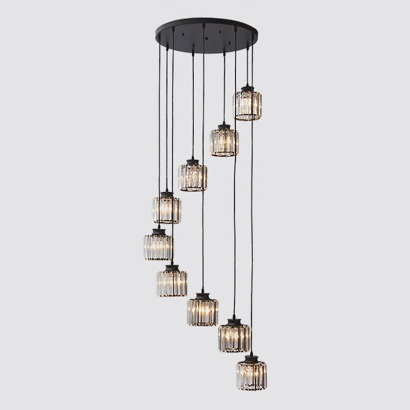 Drum Aluminium Hanglamp Eiland Modern Eenvoudig 3/5-lichts Zwart/Goud Plafondlamp in Warm/Wit Licht - Image 4