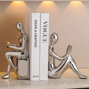 Modern Minimalist Gold-Tone Abstracte Boekensteunen - Perfect voor Thuis en Kantoor Decoratie