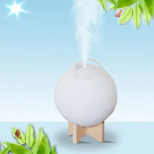 Noordse Creatieve Maanbevochtiger Tafellamp - Witte Nachtverlichting met Houten Basis