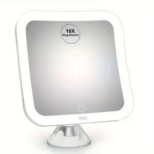 10X Vergroot Make-up Spiegel met Verlichting – Met Touchbediening, Helderheidsinstelling en Zuignap voor Thuis of Reizen