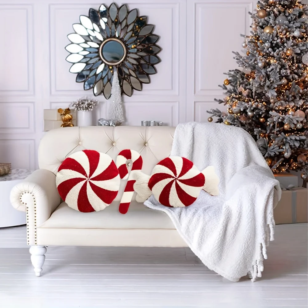 CandyCaneKussen - Vintage Kerstkussen, Handwasbaar, Polyester Vulling - Image 8