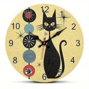 CoolCat - Stille Houten Wandklok met Modern Design