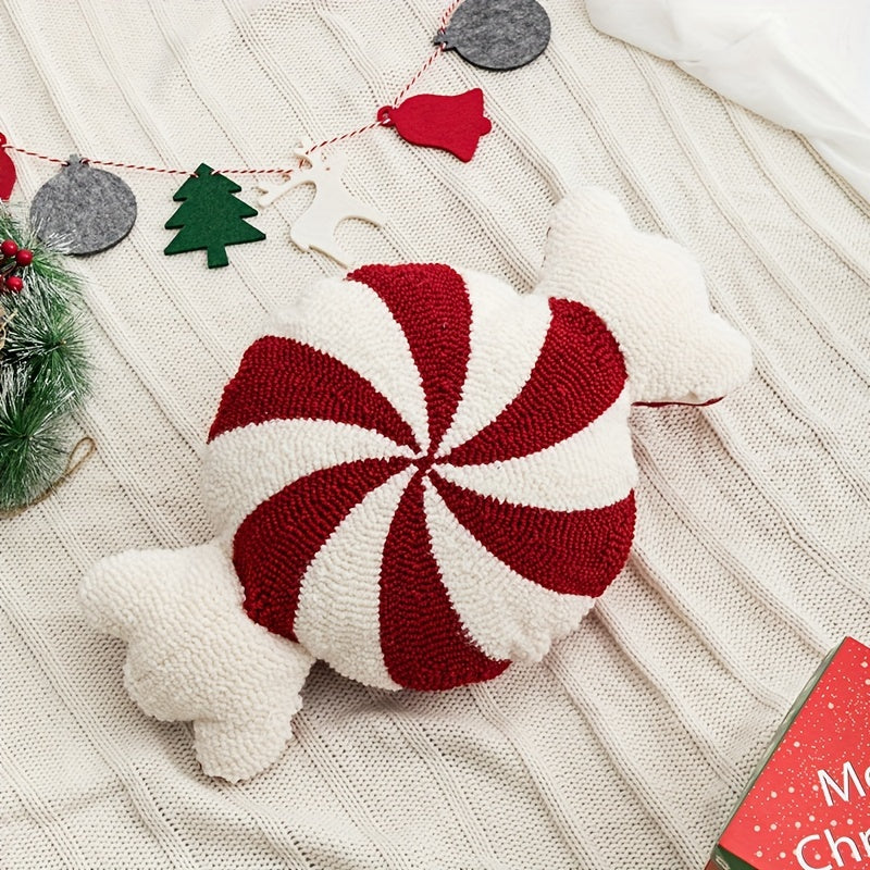 CandyCaneKussen - Vintage Kerstkussen, Handwasbaar, Polyester Vulling - Image 9
