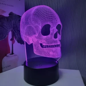 SkullGlow - 3D LED Schedelvormige Tafellamp met USB-Voeding
