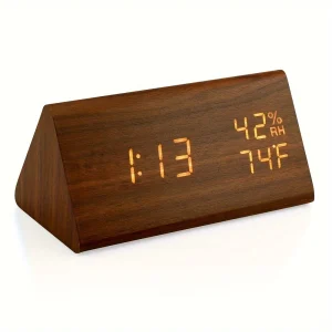 NatureClock - Houten Wekker met Temperatuur- en Vochtigheidsweergave