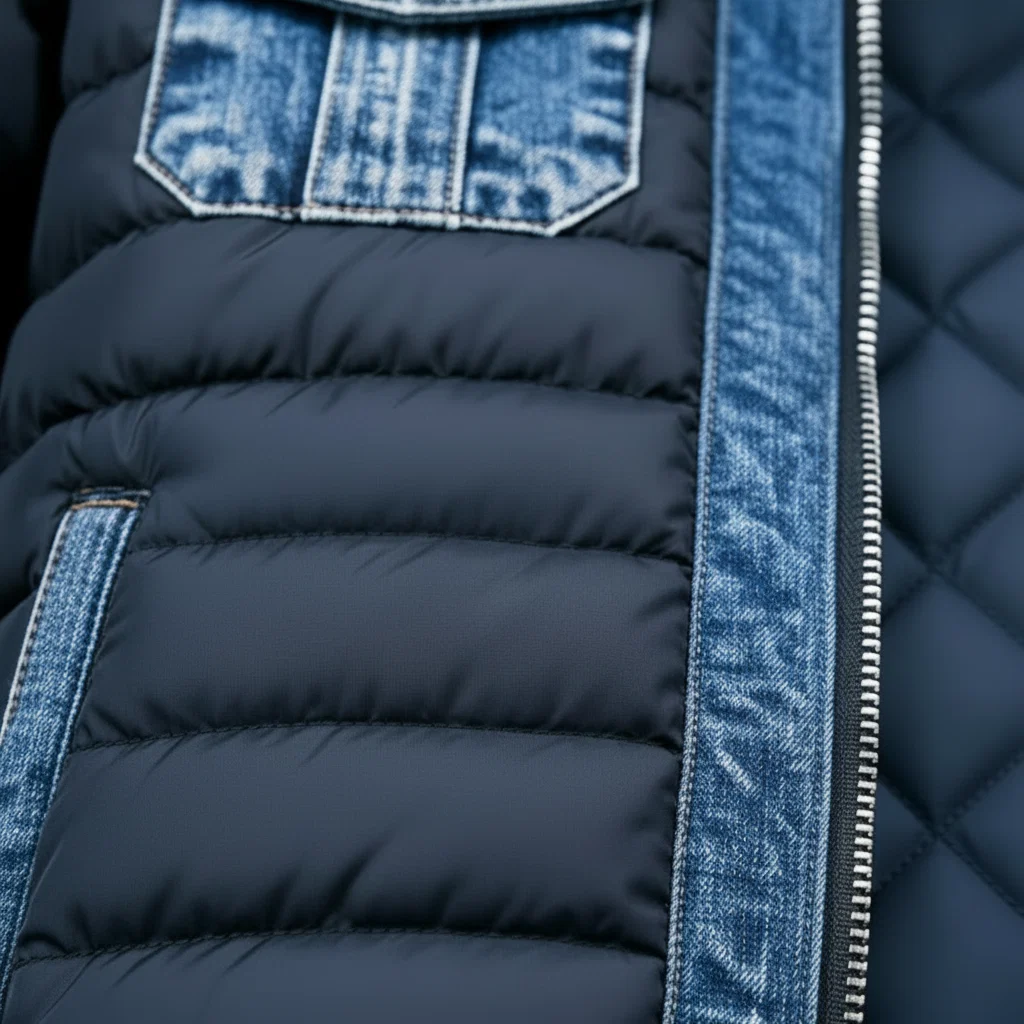 Heren Jas Denim Quilt Gewatteerd Modern - Image 5
