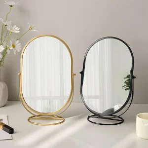 360° Roterende Make-up Spiegel – IJzeren Frame, Compact en Draagbaar, Geen Stroom Nodig