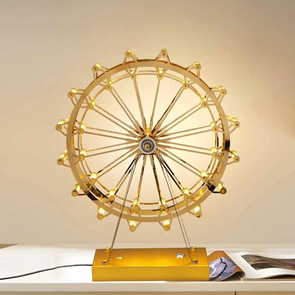 LumiCircus - Gouden Rad Tafellamp met LED en Touch - Image 3
