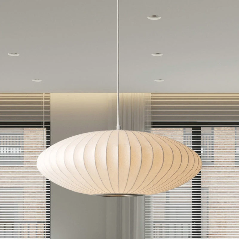 Moderne Witte Hanglamp met Stoffen Kap - 1-Licht - Image 2