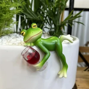 Tuindecoratie Kikker Wijnglas Plantenpot Zomerdecoratie