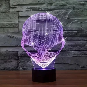CosmicGlow - 3D Bedlamp met Zwarte Basis en 7 Kleuren LED Verlichting