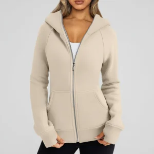 Dames Hoodie Zip Slim Fit Katoenmix Casual Vest