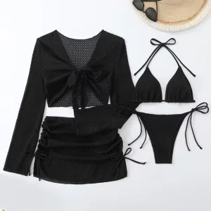 Bikini Dames Set Cover Up Rok Vierdelig Zwemkleding