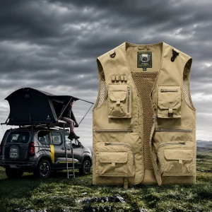 Uomo Gilet Multi Tasche Estivo Leggero Zip Viaggio Outdoor