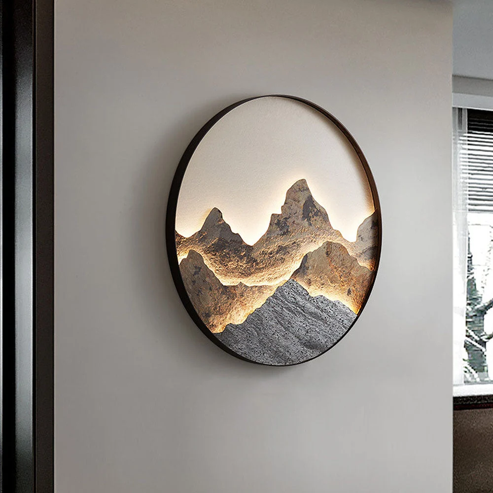 Chinese Style Mountain Round LED Wall Light - Image 7