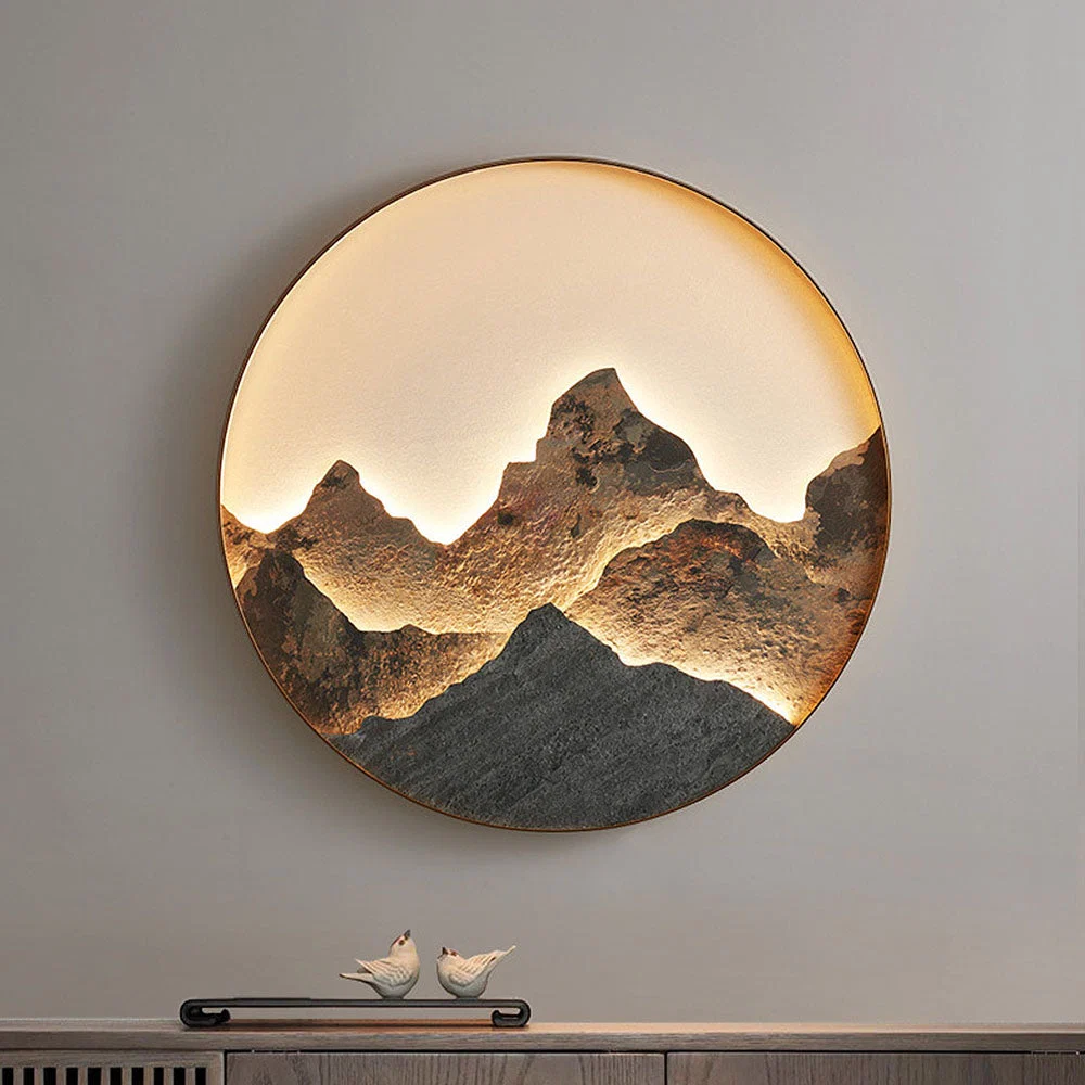 Chinese Style Mountain Round LED Wall Light - Image 4