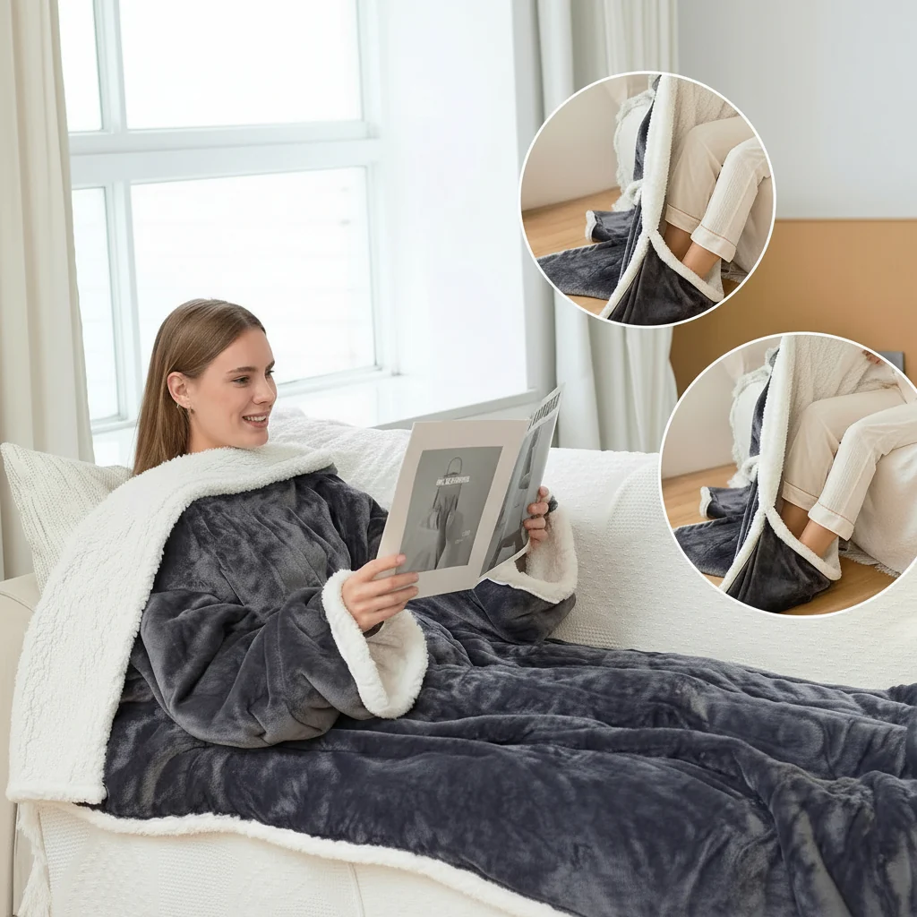 Elektrische Deken Verwarmd Sherpa Fleece Draagbare Warmtedeken - Image 4
