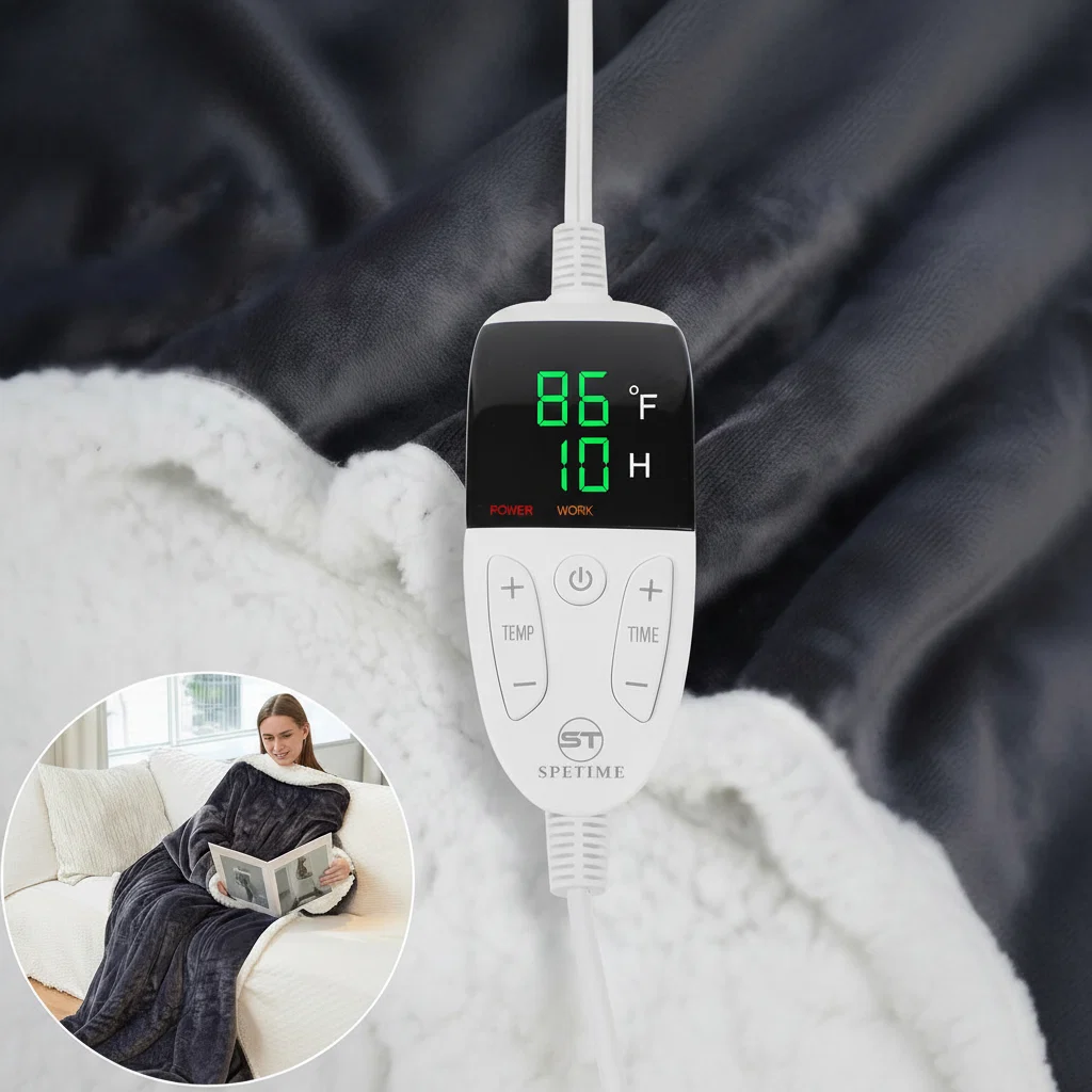 Elektrische Deken Verwarmd Sherpa Fleece Draagbare Warmtedeken - Image 6