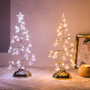 CrystalGlow - Kerstboom Tafellamp met Kristal Decor en LED Verlichting