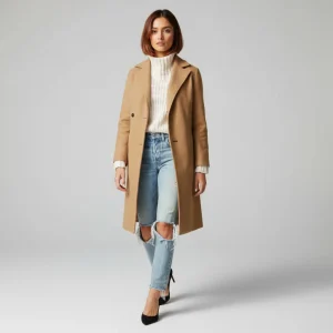 Dames Winterjas Lange Slim Fit Overcoat Kraag