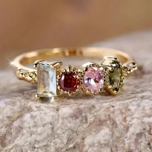 Moederdag Cadeau Ring Dames Verstelbaar Geboortesteen Stapelring