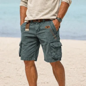 Pantaloncini Cargo Uomo Tasche Multiple Stile Utility Casual