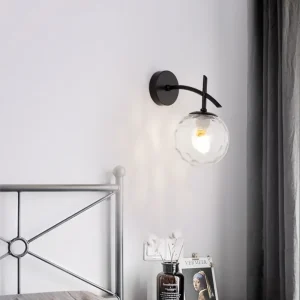 LumiWandlamp - Glazen Slaapkamerverlichting Zwart Goud Sconce