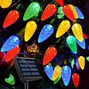 SolarGlow - Kleurrijke Solar LED Stringverlichting C6 voor Buiten – Energiezuinige Kerstverlichting