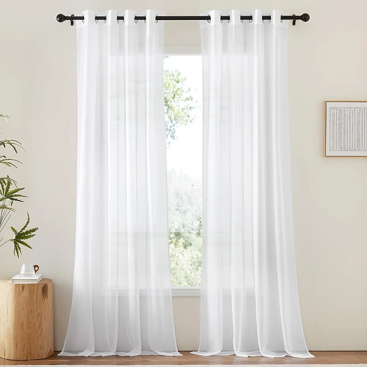 Lichtgewicht Witte Voile Gordijnen - 2 Stuks met Oogjes voor Woonkamer en Slaapkamer