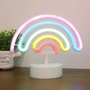 RainbowGlow - Schattig Regenboog Neonlicht met Lampvoet