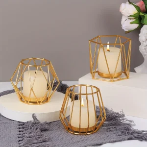 Gouden Metalen Kaarsenhouder Set - Stijlvolle Tafeldecoratie