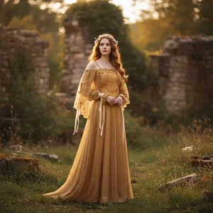 Costume Halloween Abito Medievale Spalle Scoperte