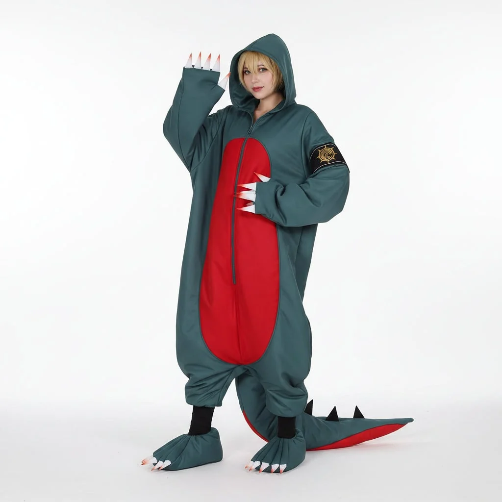 Costume Halloween Kigurumi Dinosauro Felpa Zip - Image 2