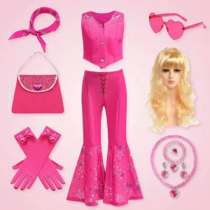 Costume Halloween Pantaloni Svasati Gilet Set Accessori