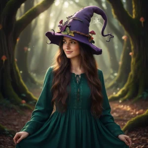Costume Halloween Cappello Strega Decorazioni Floreali