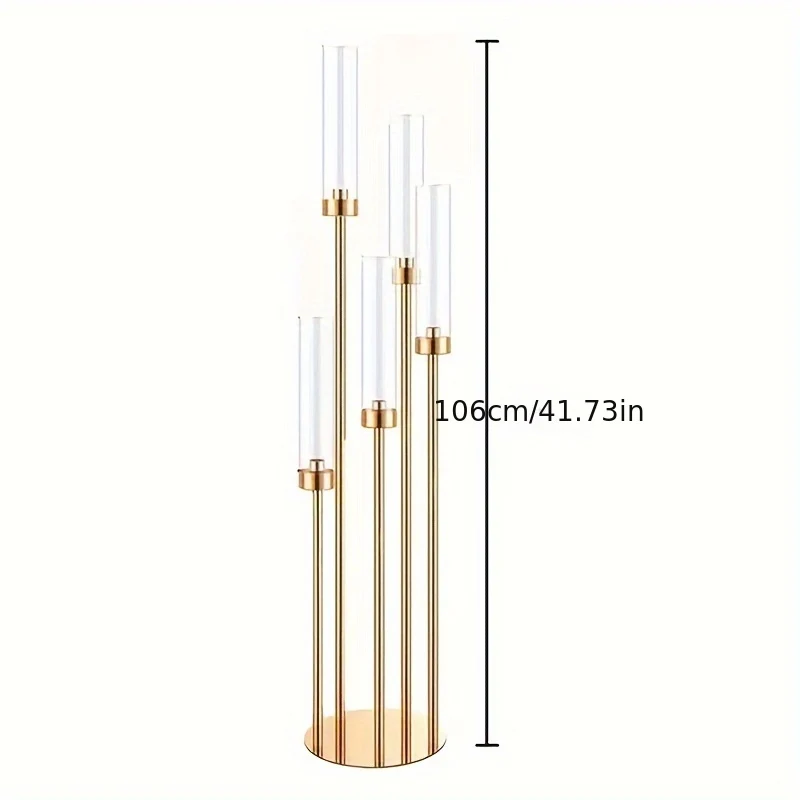 Gouden metalen & acryl kandelaar - 5-armige elegante tafeldecoratie voor bruiloften en feesten - Image 7
