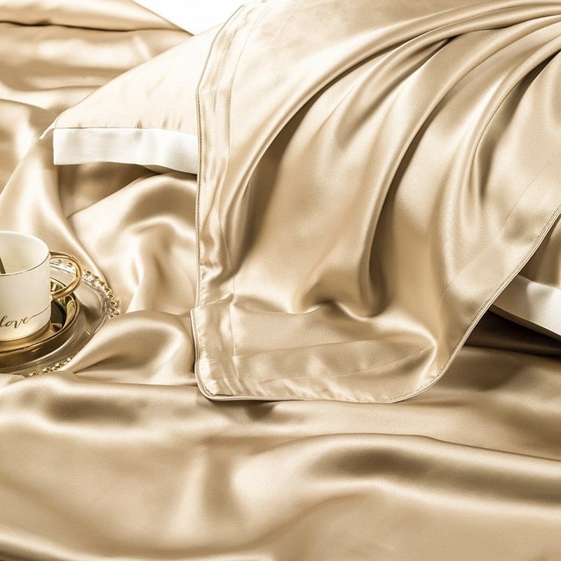 Premium Champagne Moerbei Zijde Beddengoed Set - Image 8