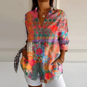 Donna Camicia Floreale Manica Lunga | Blusa Casual