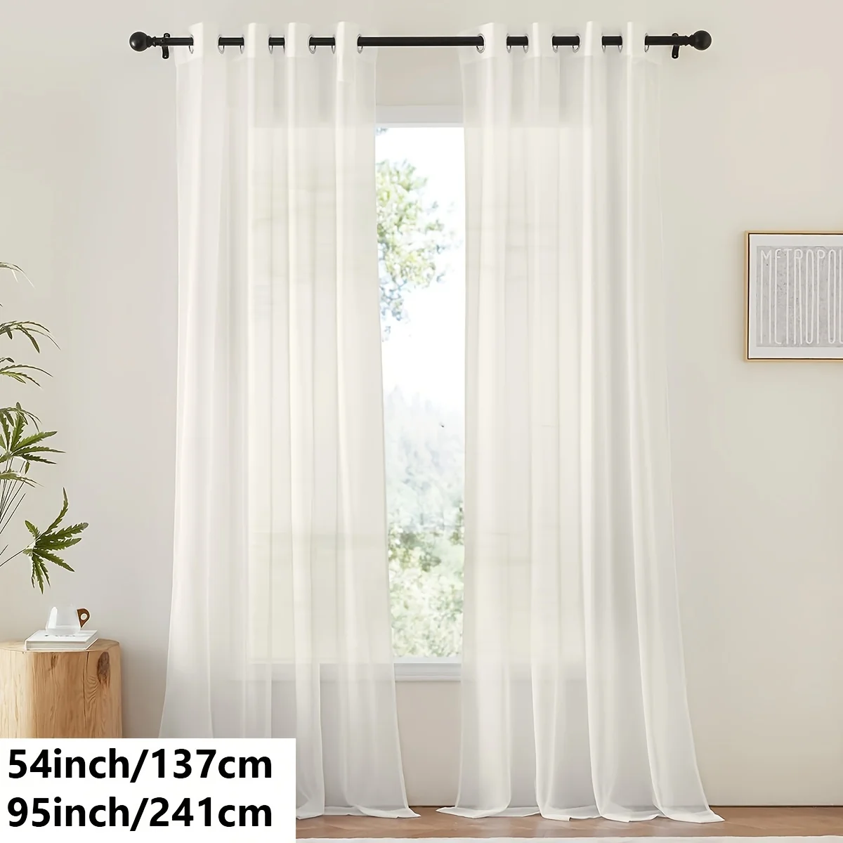 Lichtgewicht Witte Voile Gordijnen - 2 Stuks met Oogjes voor Woonkamer en Slaapkamer - Image 8