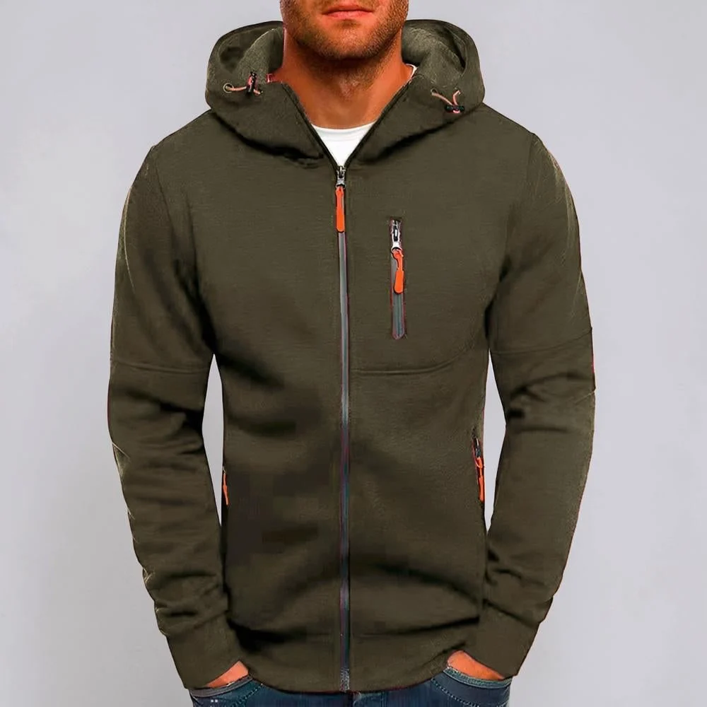 Uomo Felpa Cappuccio Felpa Zip Casual Uso Quotidiano - Image 3