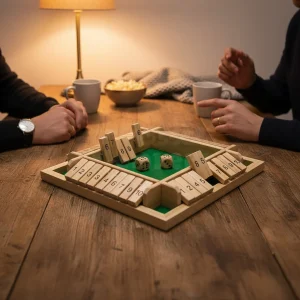 Gioco Dadi Shut Box Tavola Legno Numerata