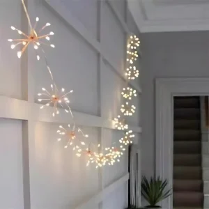 Slinger Verlichting LED Warm Wit Koper Draad Sterren Cluster Decor