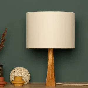 LumiWood - Moderne Houten Tafellamp met Stoffen Lampenkap | Scandinavisch Design