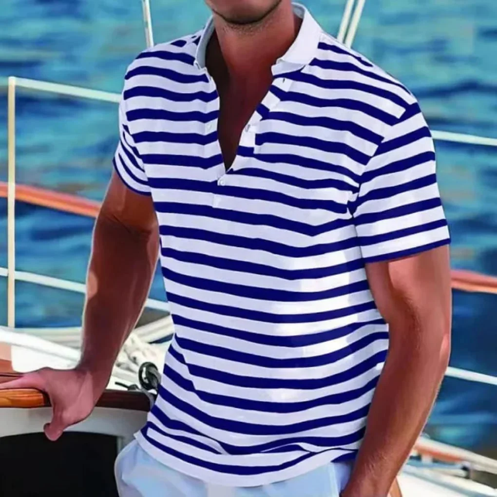 Uomo Polo Righe Manica Corta Estate | Maglia Casual - Image 5